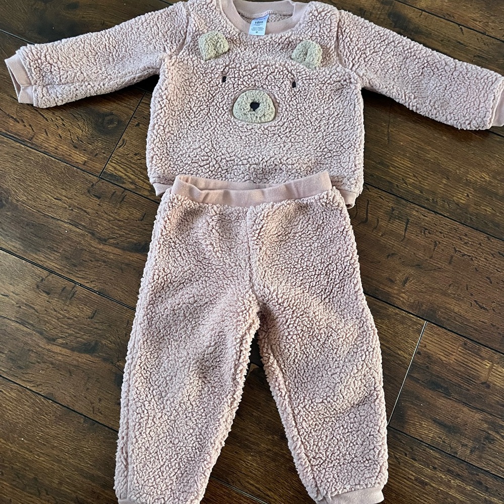 Carter's Pink Fleece Bear Matching Set